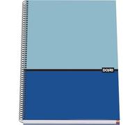 DOHE - Cuaderno A4 Cuadriculado - 100 Hojas Grosor 90 gr/m², Tamaño 22,8x30 cm, Tapa Dura, Cierre Anillas, Cuadrícula 5 mm, Material Escolar - DUO Azul