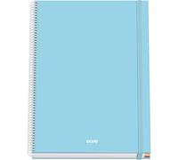 Dohe Cuaderno A4 Serenity cuadriculado 5 mm – 100h 90 g/m² tapa dura, anillas y goma, Azul