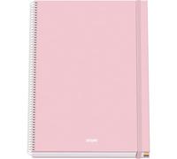 Dohe - Cuaderno A4 Cuadriculado - 100 Hojas Grosor 90 gr/m², Tamaño 22,8x30 cm, Tapa Dura, Cierre Anillas y Goma Elástica, Cuadrícula 5 mm, Material Escolar - SERENITY Rosa