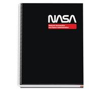 DOHE - Cuaderno A4 Cuadriculado - Encuadernación Espiral, 100 Hojas de 90 g/m², Cuadrícula 5 mm, Tapa Dura, NASA Black, Material Escolar - Negro