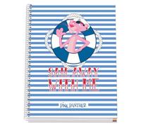 DOHE - Cuaderno A4 Cuadriculado - Encuadernación Espiral, 100 Hojas de 90 g/m², Cuadrícula 5 mm, Tapa Dura, Pink Panther Sailing, Material Escolar