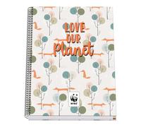 DOHE - Cuaderno A4 Cuadriculado - Encuadernación Espiral, 100 Hojas de 90 g/m², Cuadrícula 5 mm, Tapa Dura, WWF Love Our Planet, Material Escolar