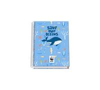 Dohe - Cuaderno A5 con 100 Hojas - Tamaño: 21x16,2 cm - Cuadrícula de 5 mm - Espiral Metálica - Tapa Dura - Material escolar - WWF Save Our Oceans