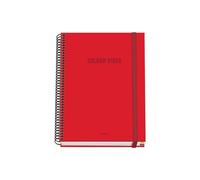 Dohe – Cuaderno A5 cuadriculado – 100 hojas, 90 g/m², tapa dura, espiral y goma, cuad. 5 mm – Rojo