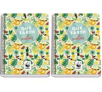 DOHE - Cuaderno A5 Cuadriculado - 80 Hojas Grosor 90 gr/m², Tamaño 15x21 cm, Tapa de Cartulina Rígida, Cierre Anillas, Cuadrícula 4 mm, Material Escolar - WWF Tropic (Paquete de 2)
