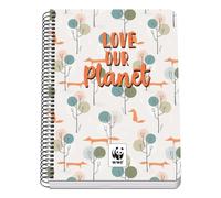 DOHE - Cuaderno A5 Cuadriculado - Encuadernación Espiral, 80 Hojas de 90 g/m², Cuadrícula 4 mm, Tapa Rígida, WWF Love Our Planet, Material Escolar