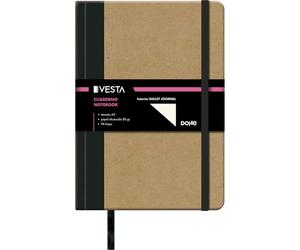 Dohe - Cuaderno A5 - Interior Cuadriculado, 15x21 cm, Tapa Dura Cartón Kraft, 96 Hojas, Cierre con Goma Elástica, Macapáginas, Libreta Grande Profesional para Notas y Dibujo - Vesta Nature