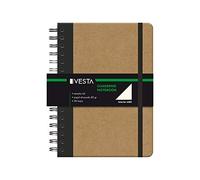 Dohe - Cuaderno A5 - Interior Liso Blanco, 15x21 cm, Cierre Espiral Doble y Goma, Tapa Dura Cartón Kraft, 96 Hojas, Libreta Grande Profesional para Notas y Dibujo - Vesta Nature