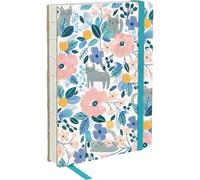 DOHE - Cuaderno A5 - Tamaño 14,5x21 cm, Lomo Descubierto, Interior Blanco Liso, 128 Hojas, Con Marcapáginas y Goma de Cierre, Libreta Bonita Profesional, Dibujo y Notas - FLOWERS Kitty