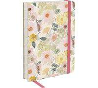 Dohe - Cuaderno A5 - Tamaño 14,5x21 cm, Lomo Descubierto, Interior Blanco Liso, 128 Hojas, Con Marcapáginas y Goma de Cierre, Libreta Bonita Profesional, Dibujo y Notas - FLOWERS Sunflower