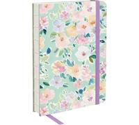 DOHE - Cuaderno A5 - Tamaño 14,5x21 cm, Lomo Descubierto, Interior Blanco Liso, 128 Hojas, Con Marcapáginas y Goma de Cierre, Libreta Bonita Profesional, Dibujo y Notas - FLOWERS Summer