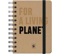 Dohe - Cuaderno A6 - Interior Liso Blanco, 10,5x15,5 cm, Cierre Espiral Doble y Goma, Tapa Dura Cartón Kraft, 96 Hojas, Libreta Pequeña Profesional para Notas y Dibujo - WWF For a Living Planet