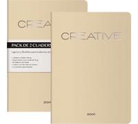 DOHE - Cuadernos A4 Interior Liso (2 uds.) - Tamaño 21x29,7 cm, 40 Hojas (80 Páginas), 90 gr/m², Notas, Organización o Dibujo, Tapa Blanda Flexible - CREATIVE Beige