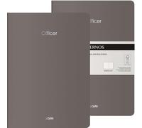 DOHE - Cuadernos A4 Interior Liso (2 uds.) - Tamaño 21x29,7 cm, 40 Hojas (80 páginas), 90 gr/m², Notas, Organización o Dibujo, Tapa Blanda Flexible - OFFICER Gris