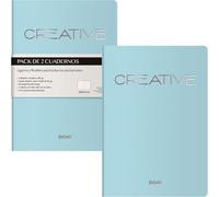 DOHE - Cuadernos A5 Interior Liso (2 uds.) - Tamaño 15x21 cm, 40 Hojas (80 páginas), 90 gr/m², Notas, Organización o Dibujo, Tapa Blanda Flexible - CREATIVE Turquesa