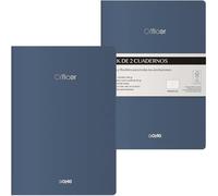 DOHE - Cuadernos A5 Interior Liso (2 uds.) - Tamaño 15x21 cm, 40 Hojas (80 páginas), 90 gr/m², Notas, Organización o Dibujo, Tapa Blanda Flexible - OFFICER Azul
