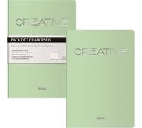 DOHE - Cuadernos A5 Interior Liso (2 uds.) - Tamaño 15x21 cm, 40 Hojas (80 páginas), 90 gr/m², Notas, Organización o Dibujo, Tapa Blanda Flexible - CREATIVE Verde