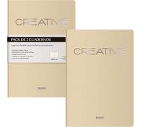 DOHE - Cuadernos A5 Interior Liso (2 uds.) - Tamaño 15x21 cm, 40 Hojas (80 páginas), 90 gr/m², Notas, Organización o Dibujo, Tapa Blanda Flexible - CREATIVE Beige
