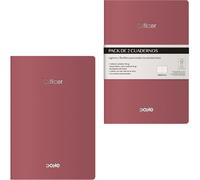 DOHE - Cuadernos A6 Interior Liso (2 uds.) - Tamaño 9x14 cm, 40 Hojas (80 páginas), 90 gr/m², Notas, Organización o Dibujo, Tapa Blanda Flexible - OFFICER Burdeos