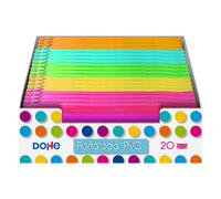 Dohe expositor con 20 portatodos simples planos - fabricados en pvc de 280 micras transparente - cierre de cremallera - colores surtidos
