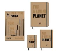 DOHE Expositor de 12 Cuadernos WWF Classic Tapa Dura Liso Marrón Kraft con Goma Negra (4x A4, 4x A5, 4x A6)