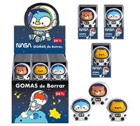 DOHE Expositor de 24 Gomas de Borrar NASA Surtido (3 Modelos) - Astronautas y Animales