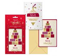 Dohe glytter pack de 8 tarjetas de felicitacion navideña con sobre -