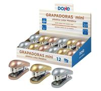 Expositor grapadoras mini color metálico 12 u surtidas