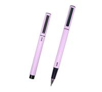 Dohe - Pack Bolígrafos ELIPSE 4 uds. - Tinta de gel azul - Punta fina 0,5 mm - Capucha y clip de sujeción - Fabricados en resistente aluminio Purple