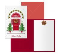 Dohe red door pack de 6 tarjetas de felicitacion navideña con sobre -