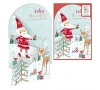 Dohe santa en la nieve pack de 6 tarjetas desplegables de felicitacion navideña con sobre - impresas a todo color