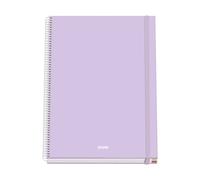 Dohe serenity cuaderno espiral a4 100 hojas microperforadas cuadricula 5mm - tapa dura carton forrado - cierre de goma - bandas de color - color morado