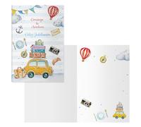 DOHE - Tarjetas de Felicitación Jubilación - Pack 6 unidades - Tamaño: 11,5x17 cm (cerrada) - Incluye sobre para guardar la tarjeta - Modelo Vacaciones