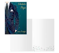 DOHE - Tarjetas Día del Padre (6 uds.) - Felicitación para Papás y Agradecimiento, Incluye sobre de Papel, Tamaño 11,5x17 cm, Tarjetas de Felicitación - Traje Azul