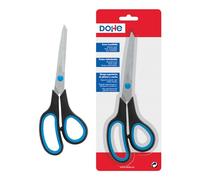 Dohe - Tijeras Escolares, Oficina, Manualidades - Tamaño 21 cm, Acero Inoxidable, Mango Ergonómico Antideslizante, Multiusos, Material de Oficina - Azul y Negro