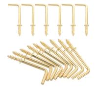 DOITOOL 100 Piezas Ganchos para Colgar Tornillo en Forma de L, 7/8x1,34 Pulgadas, Hierro, Dorado, Autorroscantes, para Joyería y Llaves, Oficina y Hogar