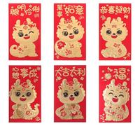 DOITOOL 6 Piezas Sobres Rojos de Suerte con Diseño de Dragón Papel de Calidad para Dinero Paquete de Unidades para Festival de Regalo Tradicional Chino