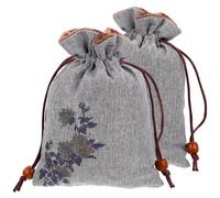 DOITOOL Bolsa de Lino Juego de 2 Piezas Cordón Doble Capa para Guardar Cuentas de Buda y Joyería Versátil Embalaje en Festivales Casa