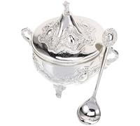 DOITOOL Contenedor Diseño Europeo Elegante y Retro para Condimentos de Aleación de Zinc con Cuchara y Tapa Resistente Oxidación, Adecuado para Familias y Restaurantes