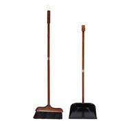 DOITOOL Escoba y Recogedor de Madera con Cerdas Naturales para Limpieza de Suelos en Casa, Uso Versátil con Boca Ancha para Barrer Eficazmente