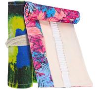 DOITOOL Estuche Enrollable 2 Piezas Bandas Elásticas de Lona 48 Ranuras para Lápices para Sujetar Lápices, Adecuado para Dibujo y Colorear Escuela