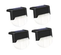 DOITOOL Lámpara Solar Para Escalera Led, Luz De Escalones Exterior Cálida Negra, Herramienta De Iluminación Para Jardín, 4 Piezas, Funcionamiento Automático Nocturno