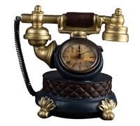 DOITOOL Reloj Sobremesa Decorativo Vintage de Resina Dorada Simulación Telefónica y Función de Adorno para Oficina o Mesa de Noche