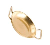 DOITOOL Sartén Doble Asa y Fondo Plano para Paella de Acero Inoxidable Dorado Resistente al Calor y Calentamiento Rápido para Cocina Seca y Olla Picante
