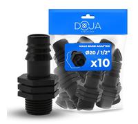 DOJA Barcelona Adaptadores Machos Acanalados Riego - Pack 10-20x1/2" - Conexiones Seguras - Conector Púas para Manguera Riego por Goteo, Versátil, Racor Acanalado Recto, Montaje Fácil