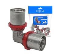 DOJA Barcelona Codo Multicapa Ø25-25mm - Pack 4 - Fácil Instalación - Codo Igual, Racor Tubo Piezas Multicapa, Enlace Estanco y Sólido, Cumple Normativa, para Agua Fría, Caliente y Calefacción