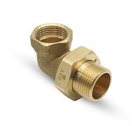DOJA Barcelona | Racor Codo 90 Grados | 1" | M-H | Pack 3 | Codos 90º con Racor y Junta Tórica | Codo Latón | Anillo de Sellado | Accesorios Tuberia | para Tubo Grifo Jardin, Tuberias Exterior