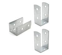 DOJA Barcelona | Soporte en U | Pack 2 | Soporte Poste Madera en U | 45x45x100mm | Espesor 2mm | Zinc Galvanizado | Base Poste Madera para Anclaje Pared, Pergolas de Madera, Postes para Vallas...