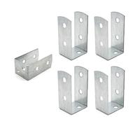 DOJA Barcelona | Soporte en U | Pack 4 | Soporte Poste Madera en U | 45x45x100mm | Espesor 2mm | Zinc Galvanizado | Base Poste Madera para Anclaje Pared, Pergolas de Madera, Postes para Vallas...