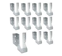 DOJA Barcelona | Soporte Viga | Pack 10 | Zapatos de Viga Tipo A | 73x123x75mm | en Zinc | Zapatos de Viga con Alas | para Soporte Poste Madera, Vigas de Madera para Pergolas, Viga Madera Exterior